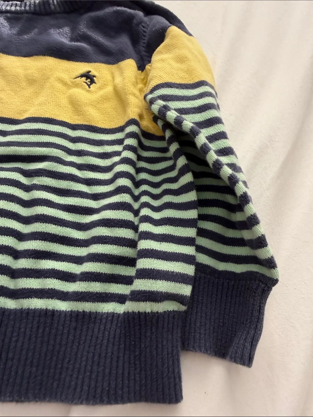 Carter's Navy, Yellow & Light Green Striped Crewneck Sweater 4T